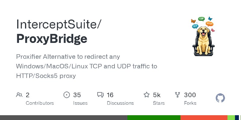 GitHub - InterceptSuite/ProxyBridge: Proxifier Alternative to redirect any Windows/MacOS/Linux TCP and UDP traffic to HTTP/Socks5…