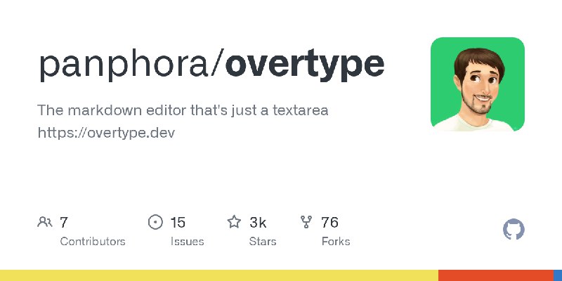 GitHub - panphora/overtype: The markdown editor that's just a textarea https://overtype.dev