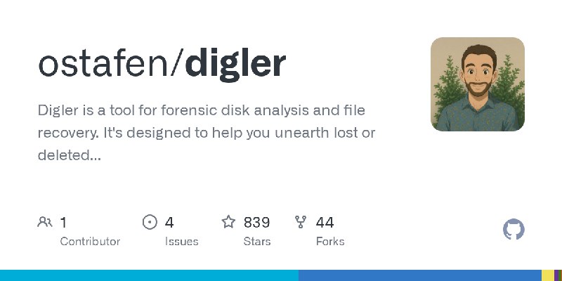 GitHub - ostafen/digler: Digler is a tool for forensic disk analysis and file recovery. It's designed to help you unearth lost…