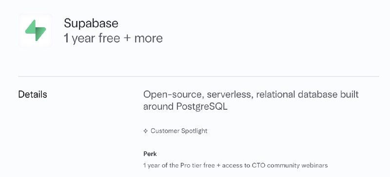 搬运一下 X上的自己的经验帖子, 因为看大家很多都有用到 supabase通过 mercury 你可以申请 supabase 1 年的 pro 会员
