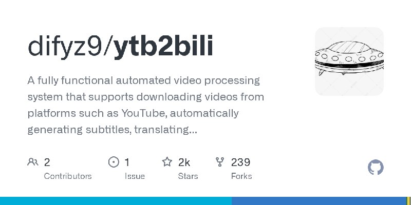 GitHub - difyz9/ytb2bili: A fully functional automated video processing system that supports downloading videos from platforms…