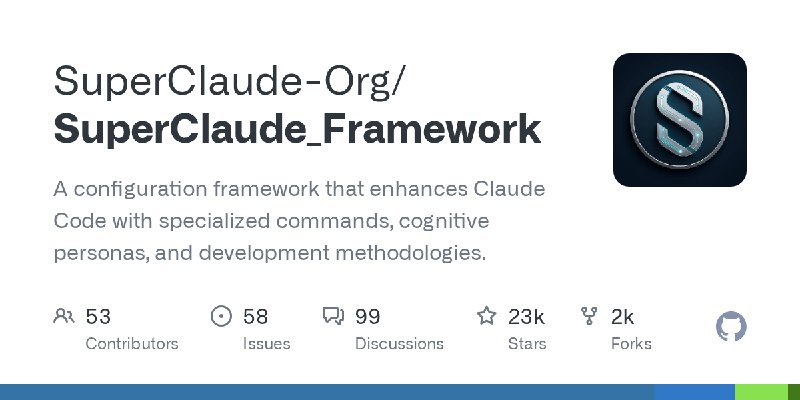 GitHub - SuperClaude-Org/SuperClaude_Framework: A configuration framework that enhances Claude Code with specialized commands,…