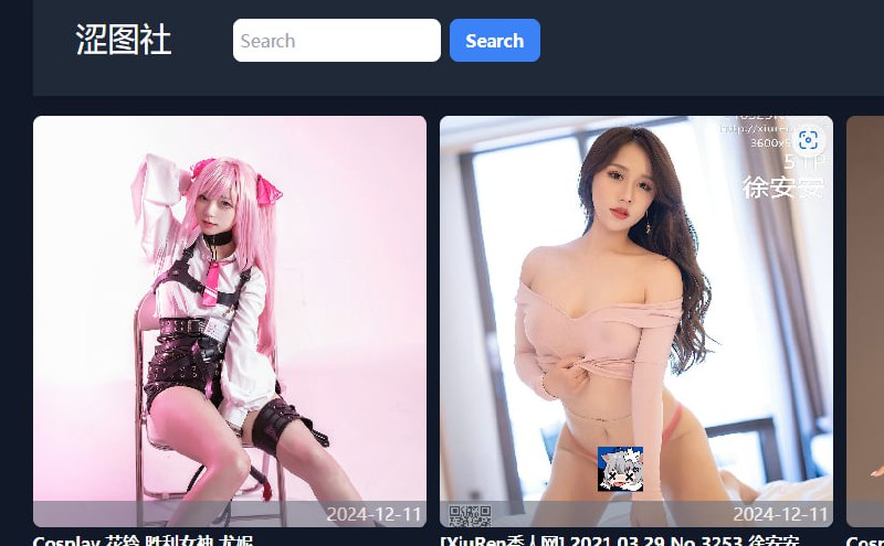 一个收集套图的网站，好像也没会员不用登录，可以直接看，资源十分丰富，支持搜索