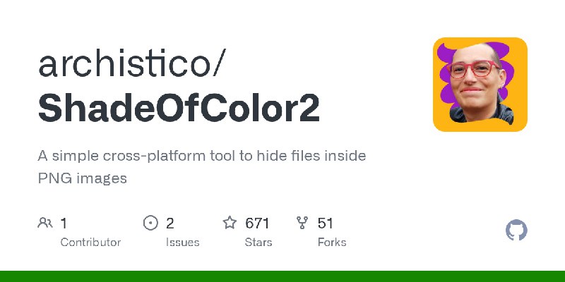 GitHub - archistico/ShadeOfColor2: A simple cross-platform tool to hide files inside PNG images
