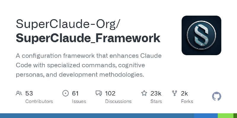 GitHub - SuperClaude-Org/SuperClaude_Framework: A configuration framework that enhances Claude Code with specialized commands,…