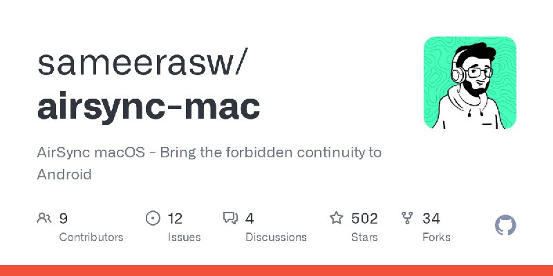 GitHub - sameerasw/airsync-mac: AirSync macOS - Bring the forbidden continuity to Android