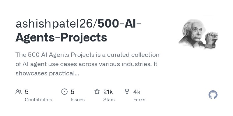GitHub - ashishpatel26/500-AI-Agents-Projects: The 500 AI Agents Projects is a curated collection of AI agent use cases across…
