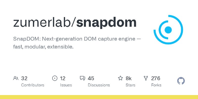 GitHub - zumerlab/snapdom: SnapDOM: Next-generation DOM capture engine — fast, modular, extensible.
