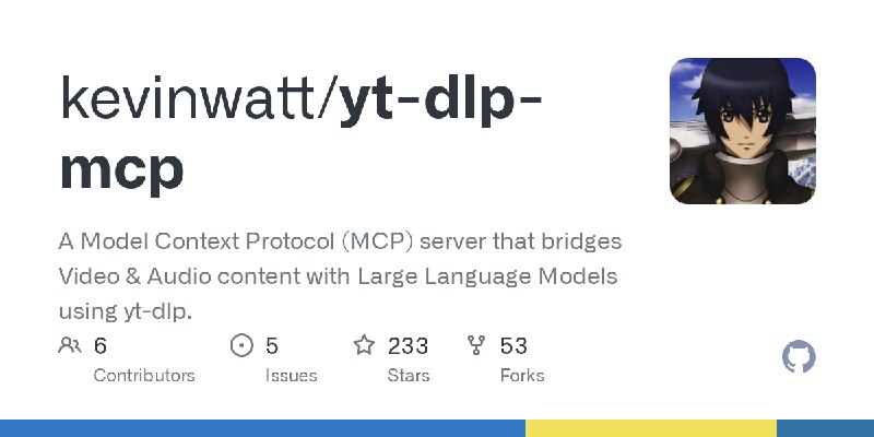 GitHub - kevinwatt/yt-dlp-mcp: A Model Context Protocol (MCP) server that bridges Video & Audio content with Large Language Models…