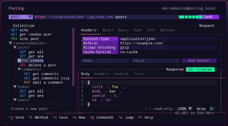 #软件 #工具 #开源📦 Posting - 强大开源的终端 HTTP 客户端▎软件功能：HTTP 客户端▎软件平台：#Windows #macOS #Linux▎软件介绍：一个终端中的现代 API 客户端，与 Postman 和 Insomnia 类似，但更适合通过 SSH 连接使用