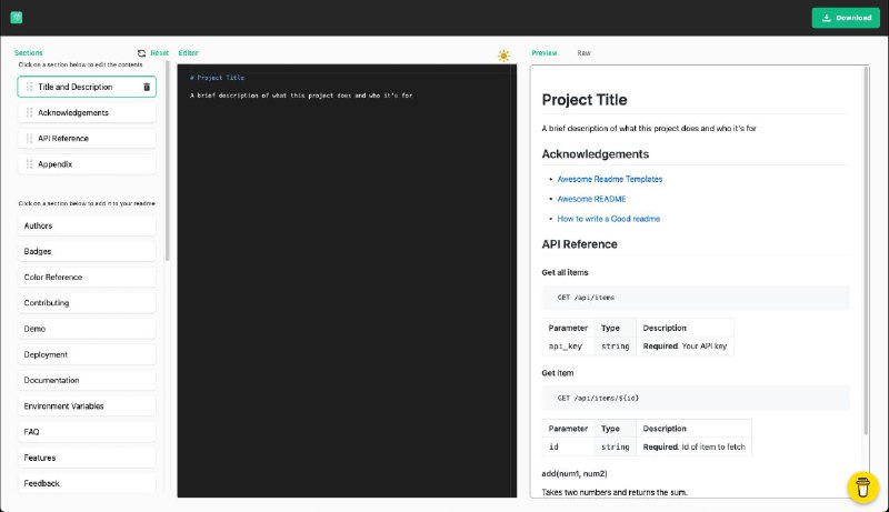 README 编辑器，轻松制作项目所需的 README 文档
