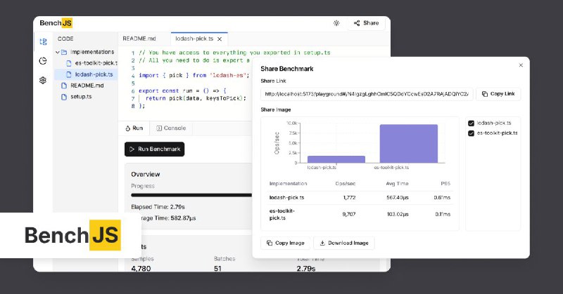 #GitHub #工具⚡ BenchJS - 基于浏览器的 JavaScript 基准测试工具▎项目介绍：一个基于浏览器的 JavaScript 基准测试工具，旨在让开发者无需任何设置即可在浏览器中编写并运行基准测试