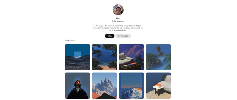 Vave BG一个 AI 图片素材网站，可将其用于网站、演示、海报或壁纸等多种设计场景，由设计师 Gyo 创建，每日更新约 10 张新作品，图像风格多样，从抽象绘画、城市夜景到极简纹理应有尽有，且每幅作品都有创作提示（prompt），便于用户自行生成，免费可商用，无需注册